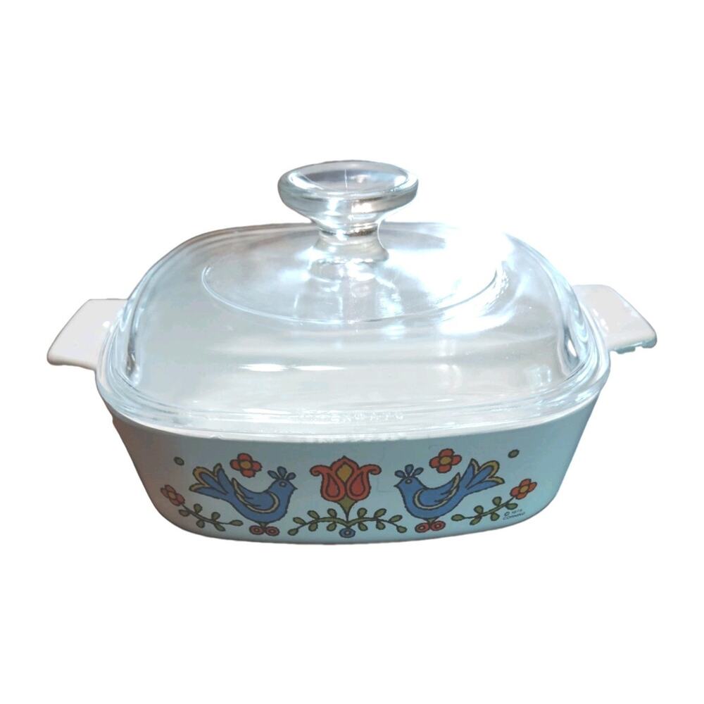 Vintage 1975 Corning Ware Country Festival Casserole Dish w/ Pyrex Lid